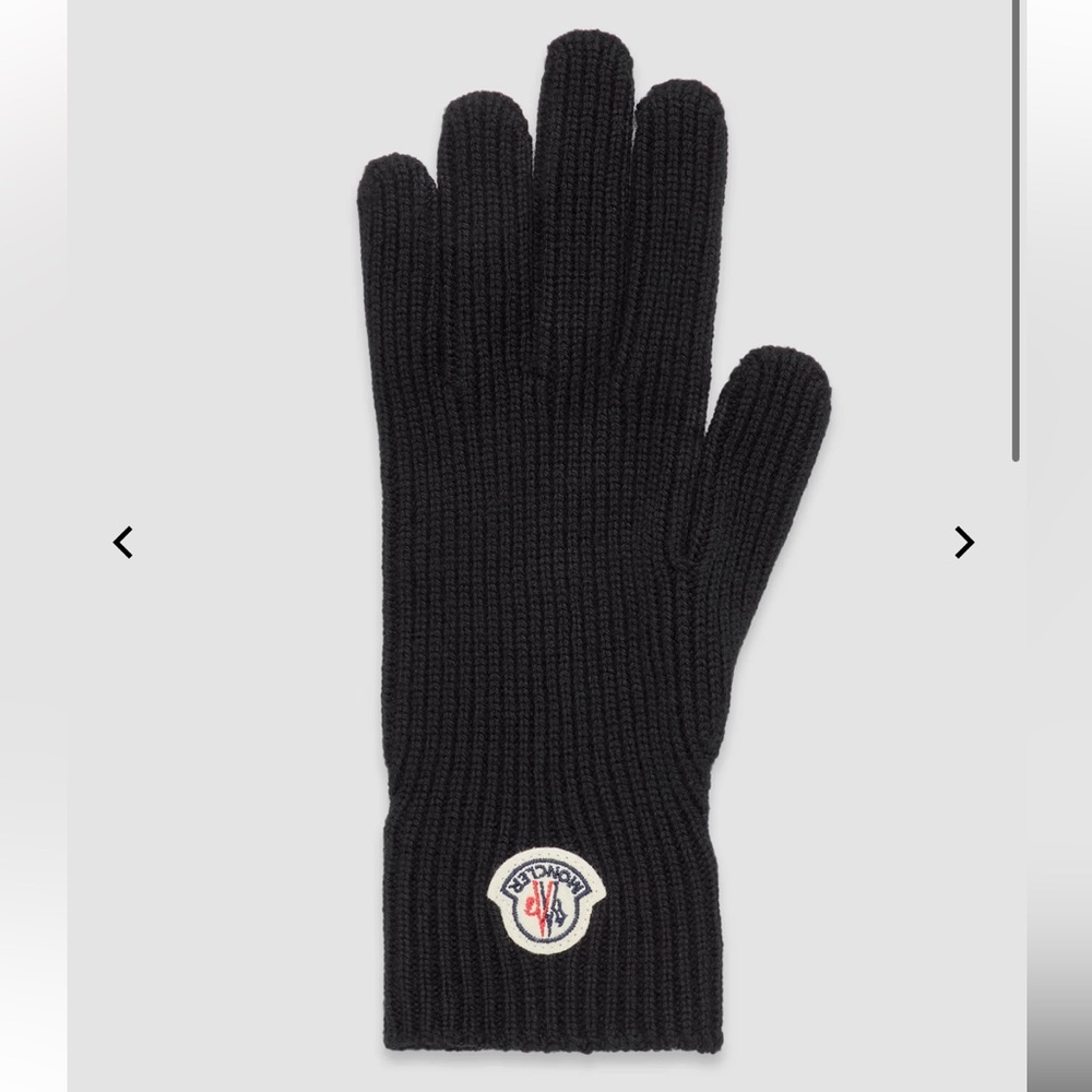 Moncler Black Knit Wool Gloves